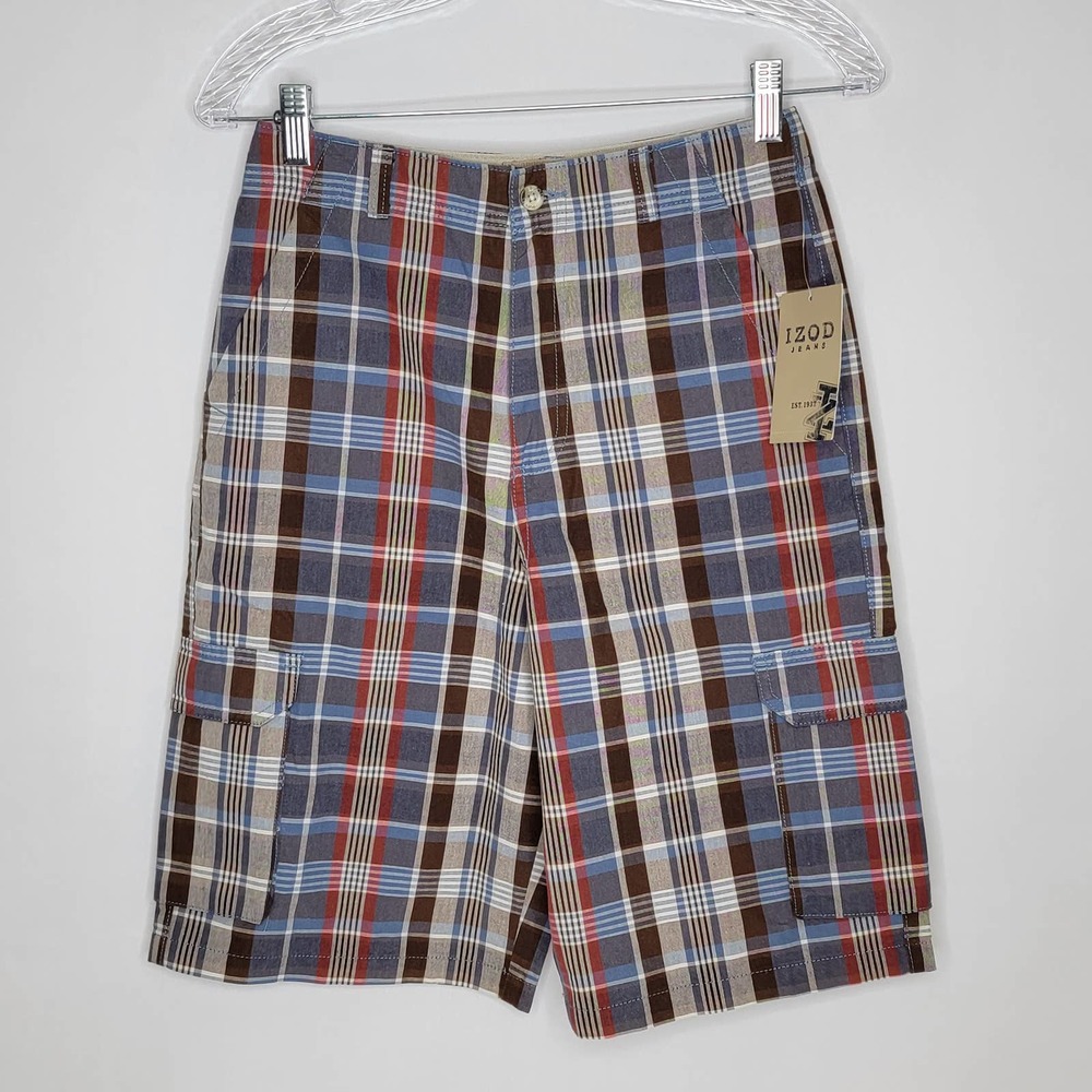 NWT IZOD Women's Blue Haze Plaid Golf Shorts Size 12 - Regular Fit - 100% Cotton